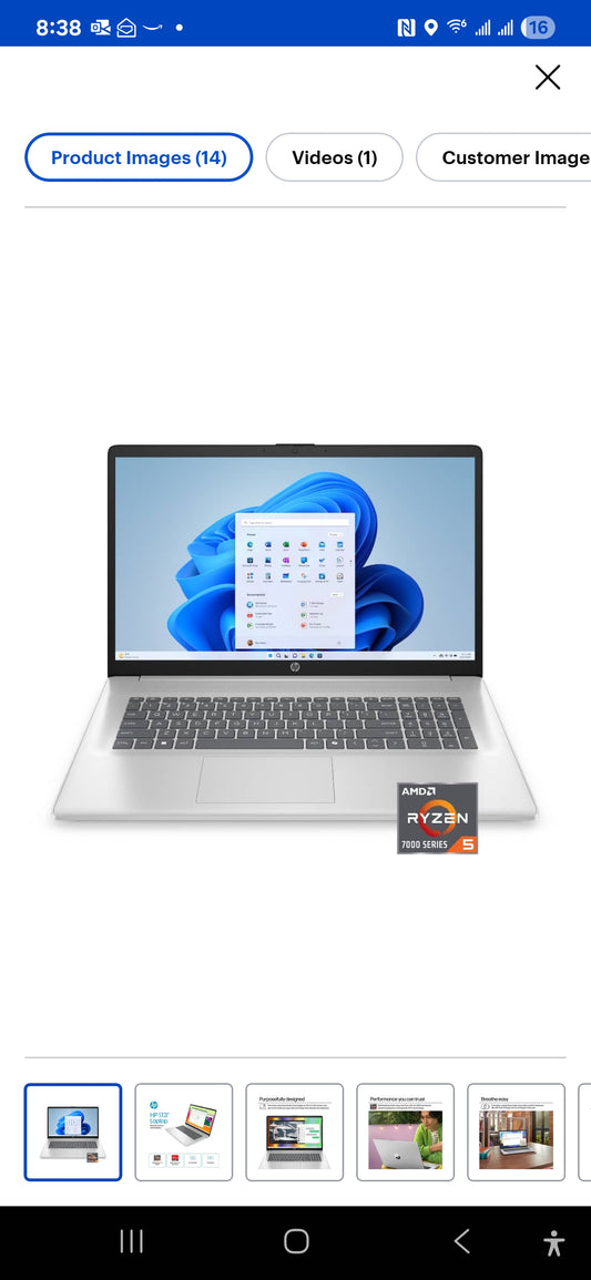 HP HP - 17.3" Full HD Laptop - AMD Ryzen 5 - 8GB Memory - 512GB SSD - Natural Silver